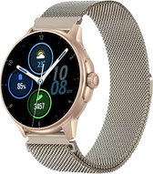 Royal Supplies KV-97 - Smartwatch - Smartwatch Dames & Heren- Belfunctie - 2024 Screenprotector- HD Touchscreen - Horloge - Stappenteller - Bloeddrukmeter - Saturatiemeter - IOS & Android - Rose goud staal