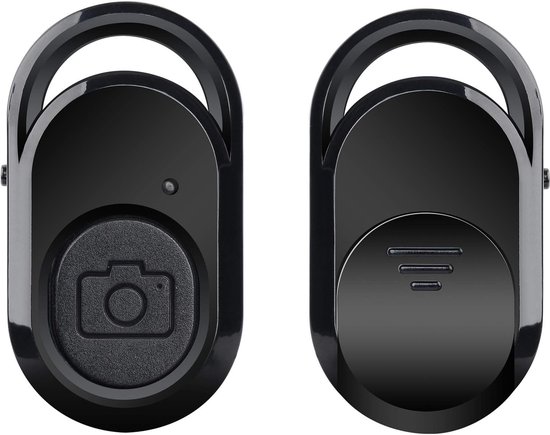 Foto: 2 x bluetooth afstandsbediening voor smartphone fotografie 2 pack selfie knop inclusief schoonmaakdoekje voor de cameralens foto neem knop voor fotografie en videografie ios en android mobiel en tablet komt in handig bewaaretuitje 