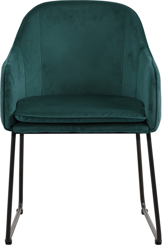 Chaise de salle à manger Livingfurn Benthe en tissu velours vert/acier enduit