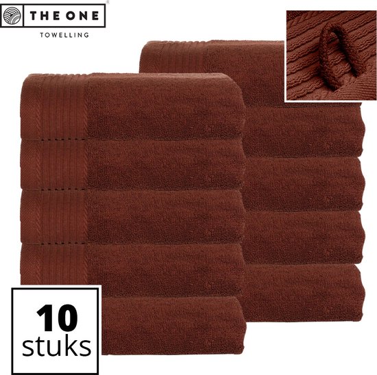 The One Towelling Classic Handdoeken - Voordeelverpakking - Hoge vochtopname - 100% Gekamd katoen - 50 x 100 cm - Bruin - 10 Stuks