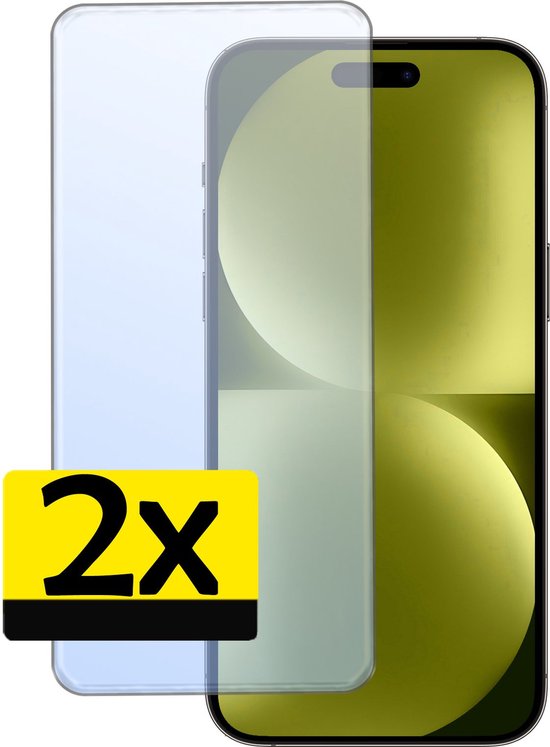 Deux protecteurs d'écran pour iPhone 15 Pro, avec "2x" dessus.