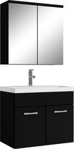 Badplaats Set de Meubles de Salle de Bain Montreal 01 60 cm - Zwart Mat - Meuble de salle de bain avec armoire à glace
