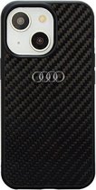 Audi Carbon Fiber Back Case - Geschikt voor Apple iPhone 14 (6.1") - Zwart