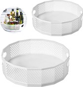 Set van 2 Lazy Susan Draaitafel, Roterende Kruidenrek Organizer, Honingraat Keukenplank, Keuken Kruidenrek, Kruidenhouder, Draaibaar voor Kruidenflessen, Olie-ingrediëntenpotten (Wit)