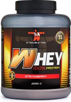 M Double You - 100% Whey Protein (Strawberry - 2250 gram) - Eiwitshake - Eiwitpoeder - Eiwitten - Proteine poeder - 90 shakes
