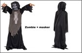 Zombie creepy skelet mt.140-152 -incl.masker - Halloween horror creepy zombie kids griezel evenement party feest