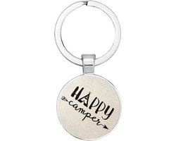 Akyol - Happy camper Sleutelhanger - camper - kampeerders - leuke cadeau voor mensen die graag kamperen - verjaardag - gift - 2,5 x 2,5 CM