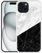 Cazy Hoesje geschikt voor iPhone 15 Zwart Wit Marmer