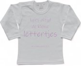 Shirt Aankondiging zwangerschap "Lees altijd de kleine lettertjes (ik word grote zus)" | lange mouw | Wit/lila | maat 92 zwangerschap aankondiging bekendmaking Baby big bro Sis Sister