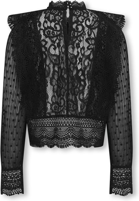 ONLY Onlanja L/S Lace Mix Top JRS, zwart, L