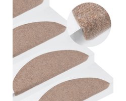 vidaXL Anti Slip Matten - Trapmatten - Trapmatten zelfklevend 15 st 65x22,5x3,5 cm beige - Loopmatten - Trappen Bekleden - Beige Tapijt