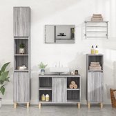 The Living Store Ensemble de meubles de salle de bain 3 pièces fini bois gris couleur chêne sonoma - Meuble de salle de bain