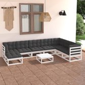 The Living Store Tuinset - Grenenhout - Wit - Antraciet - 70x70x67 cm