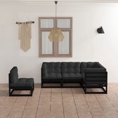 The Living Store Lounge-set Grenenhout - Zwart - 70x70x67 cm - Inclusief Kussens