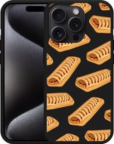 Cazy Hoesje Zwart geschikt voor iPhone 15 Pro Frikandelbroodjes