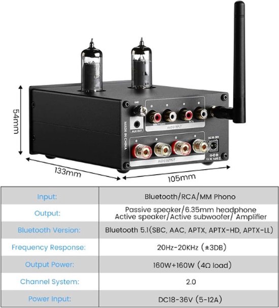 Amplificateur à tube sous vide - Amplificateur Phono - Mini ampli Hifi  stéréo -... | bol