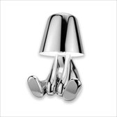 Luxus Bins Brother Tafellamp - Zilver - Mr Where - Gouden mannetje - Design - Decoratieve accessoire - Decoratie woonkamer - Decoratie slaapkamer - Decoratie voor op tafel - Decoratieve tafellamp - Woonaccessoire