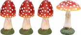 Decoratie paddenstoelen setje met 4x vliegenzwam paddenstoelen - herfst thema