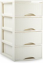 Plasticforte Caisson à tiroirs/organisateur de bureau avec 4x tiroirs - blanc crème - L18 x L25 x H33 cm