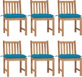 The Living Store Ensemble de chaises de jardin - Bois de teck - 6 Chaises + 6 Coussins - 50 x 53 x 90 cm