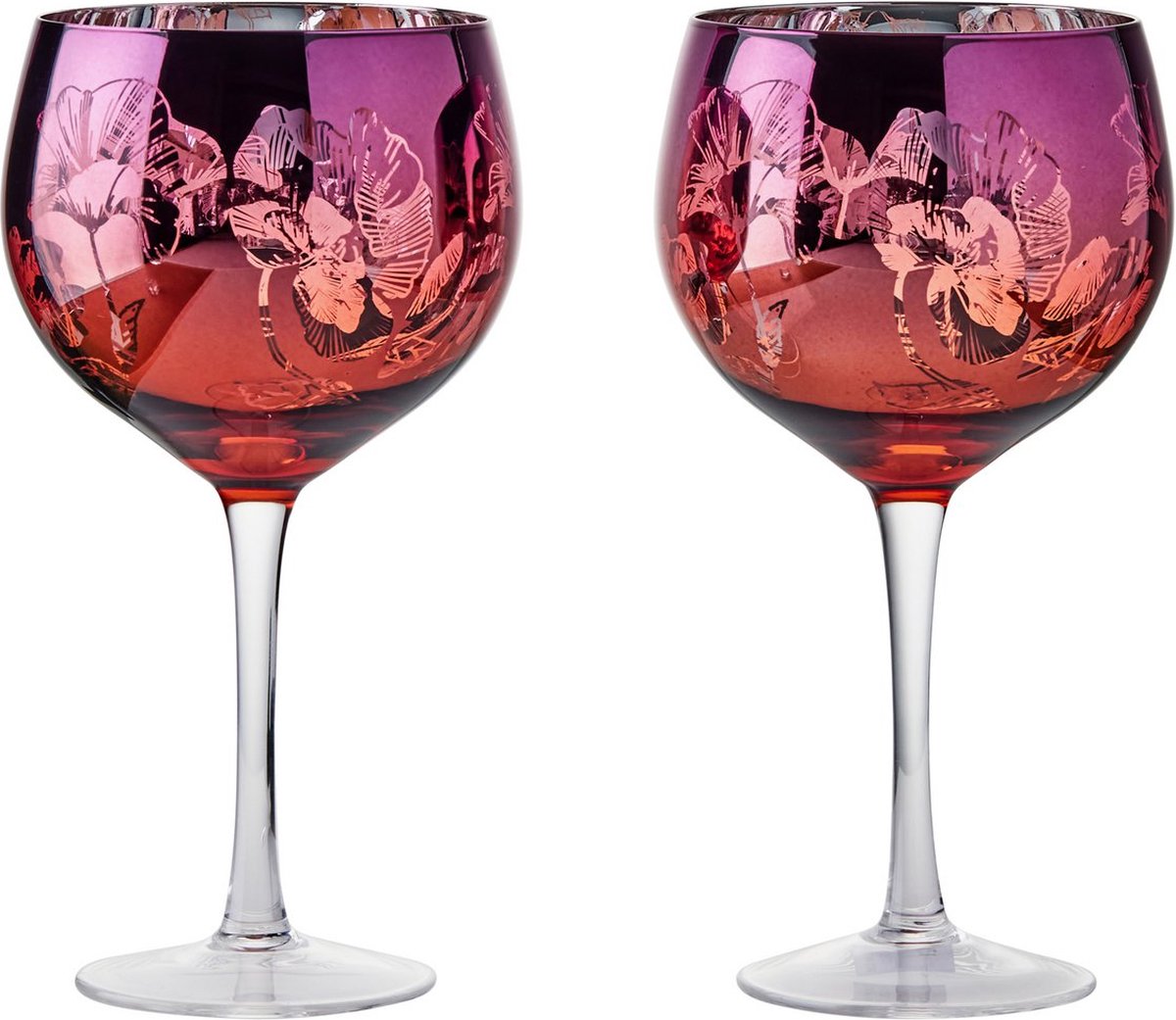 Anton Studio Designs London set van 2 gin glazen uit de Bloom collectie - oranje roze 70 cl - 22 cm