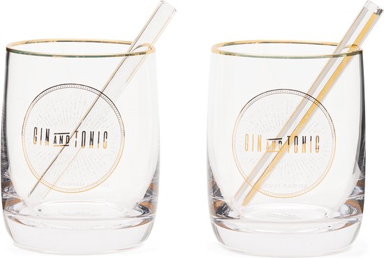 Riviera Maison Gin Tonic Glas - Le Club Gin & Tonic - Transparant - Set van 2 Stuks