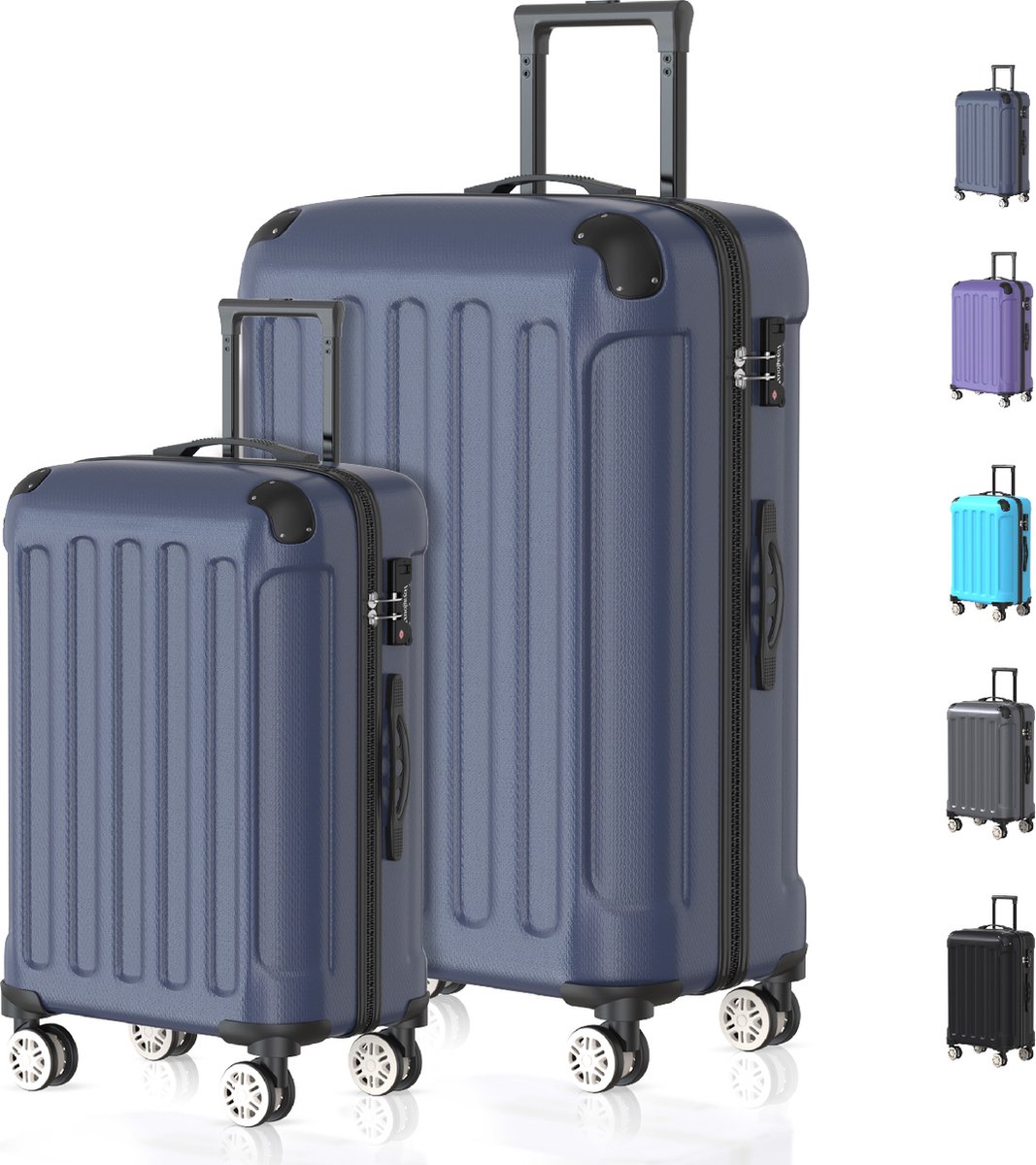 Voyagoux® Kofferset 2 delig - ABS kofferset - S / L - Koffer - Donkerblauw