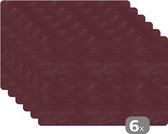 Placemats - Rood - Leer - Keuken decoratie - Tafelonderzetter - Placemat - 45x30 cm - 6 stuks - Onderleggers placemats
