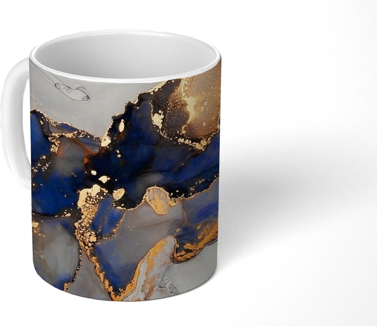 Mok - Koffiemok - Marmer - Blauw - Goud - Mokken - 350 ML - Beker - Koffiemokken - Theemok