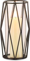 Zwarte kaarsenhouder voor stompkaarsen Geometrische kaarsenhouder met orkaancilinder Glas voor bruiloft Verjaardagsfeestje Centerpieces - Bloemenvaas Orkaanvazen ​​voor kantoorwoonkamer