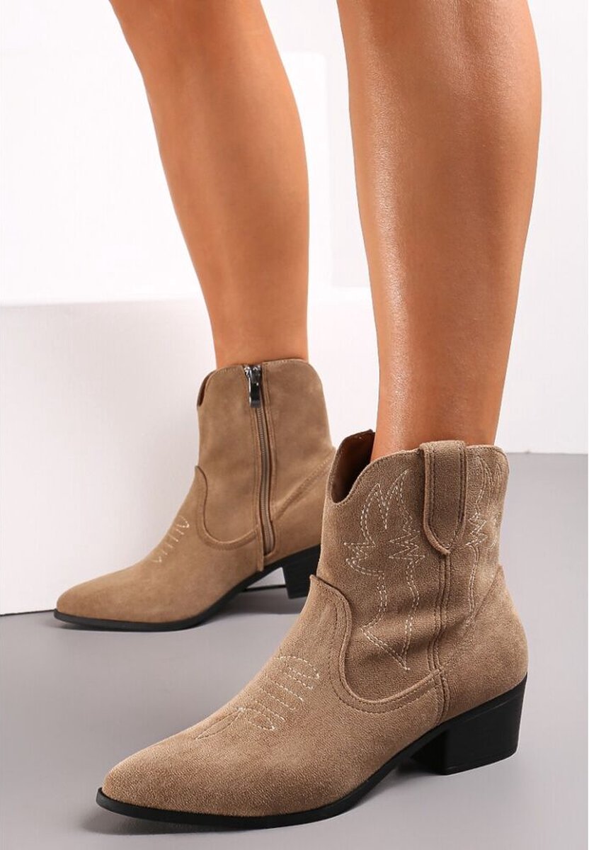 Mode-Mania Dames Westernlaars Taupe TAUPE 38