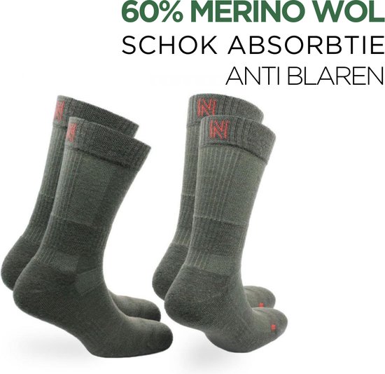 Norfolk - Wandelsokken - 2 Paar - 60% Merino wollen Sokken met Demping - Leonardo