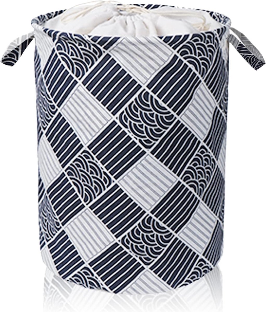 Goedkoopste Katoenen wasmand, opbergmand voor wasgoed met trekkoord, grote opvouwbare cilindrische canvas opbergmand voor het opbergen van wasgoed, boeken, speelgoed, dekens, kussens etc.