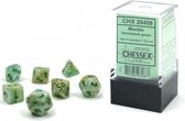 Chessex Marble Mini Set de dés polyédriques vert/vert foncé (7 pièces)