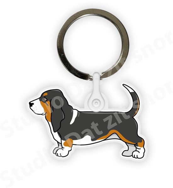 Sleutelhanger | Basset Hound Driekleur (zwart)