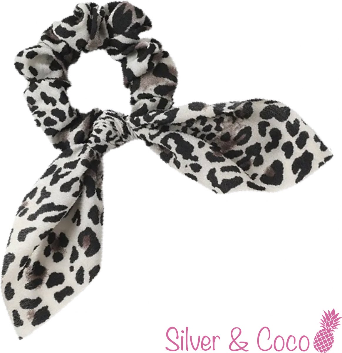 SilverAndCoco® - Scrunchie Wokkel met Strik Elastiek Haarband Festival Scrunchies / Brede Haarstrik Haarelastieken met Lint Dames / Elastische Haarbanden - Tijgerprint