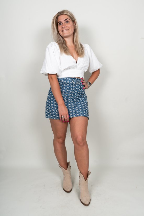 Crop top met pofmouwen sale