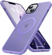Hoesje Geschikt voor Apple iPhone 13 - Compatibel met MagSafe - Matte Beschermhoes - Back Cover met Magneet - Geschikt voor Draadloos Opladen met Magnetische Ring - Violet