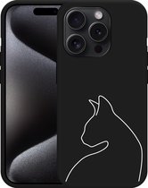 Cazy Hoesje Zwart geschikt voor iPhone 15 Pro Max Kattencontour II