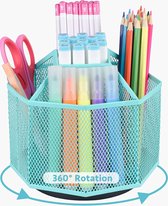 Porte-crayons Rotatif Métallique 360° - 7 Compartiments Avec Base Antidérapante - Organisateur Bureau Noir