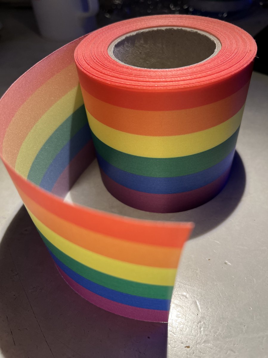 Regenboog Rainbow Pride rouwlint / sjerp 75 MM bedrukbaar rol 25 meter