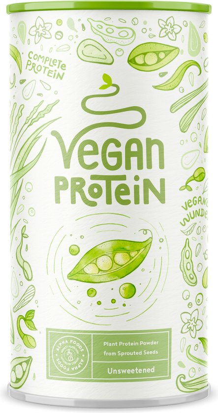 Alpha Foods Vegan Proteine poeder - Eiwitpoeder als maaltijd of ontbijtshake, Plantaardige Proteine Shake, 600 gram voor 40 shakes, met Neutrale smaak