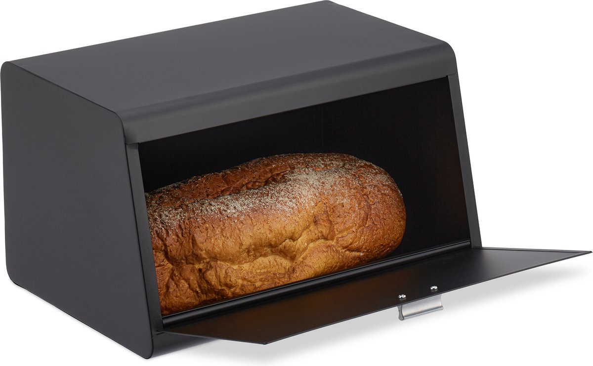 brood bewaardoos rvs - 20,5 x 34,5 x 23,5 cm - aanrecht - zwart