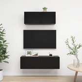 The Living Store Ensemble de meubles de télévision Fixé au mur - 100 x 30 x 30 cm - 80 x 30 x 30 cm - Zwart - Aggloméré