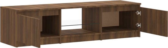 The Living Store TV-meubel - LED-verlichting - 140 x 40 x 35.5 cm - Bruineiken hout - Trendy design