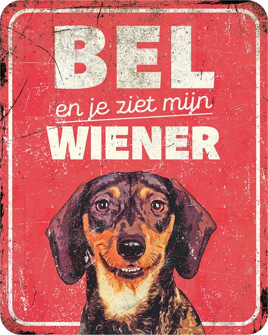 Panneau d'avertissement dachshund nl 25x20x0,3cm rouge