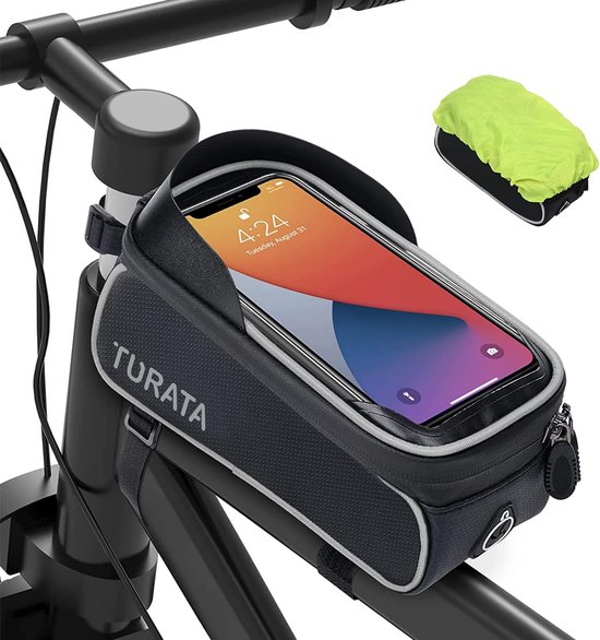 Foto: Fietsframetas waterdichte fiets mobiele telefoonhouder fietstas frame mobiele telefoonhoes fietsaccessoires met tpu gevoelig touchscreen voor smartphones onder 6 8 inch