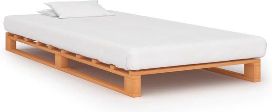 The Living Store Cadre de lit palette - bois de pin massif marron - 200 x 100 x 14 cm - convient pour matelas 100 x 200 cm