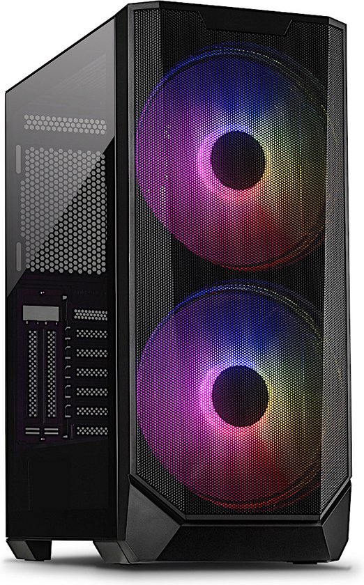 Inter-Tech IT-3503 Airstream, Tower, PC, Zwart, ATX, EATX, Mini-ITX, uATX, Gamen, 16,5 cm