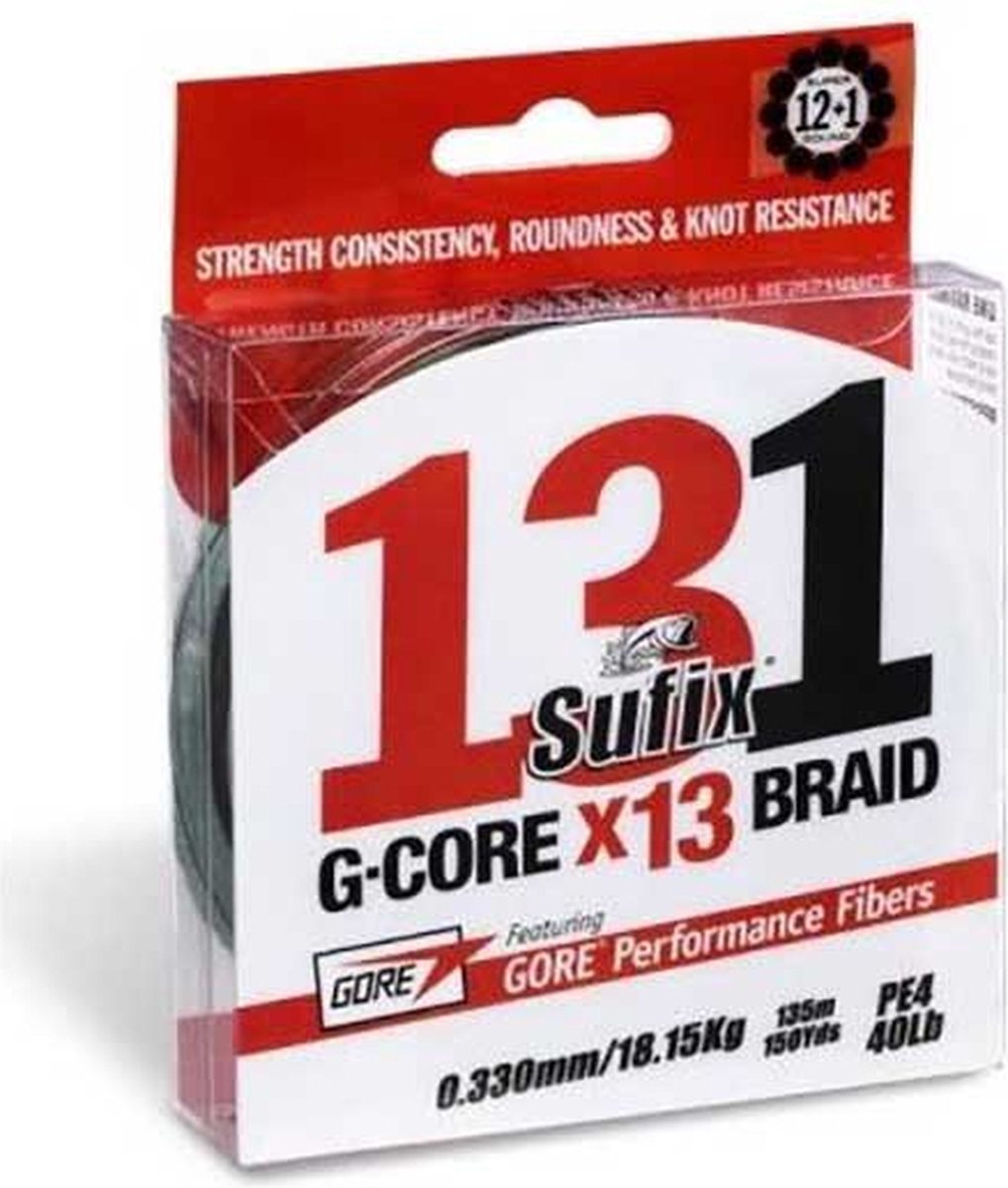 Sufix 131 G-core Gevlochten Vislijn 150 M Grijs 0.290 mm
